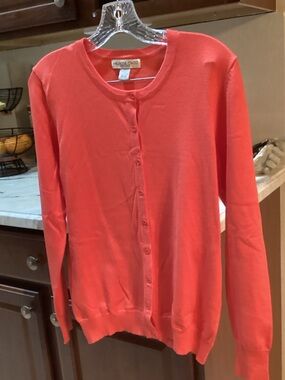MELROSE CHIC Coral Button-Front Cardigan Sweater